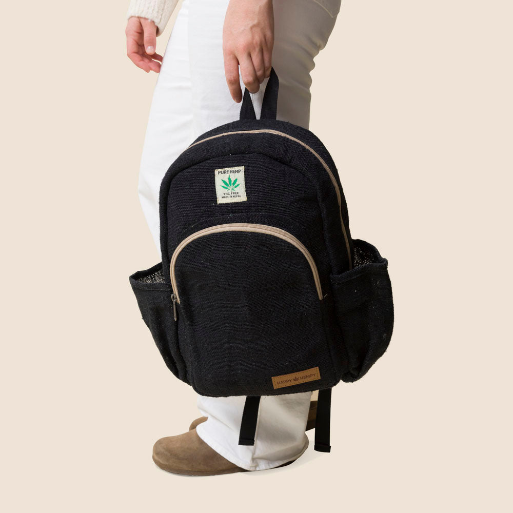 Black 2025 hemp backpack